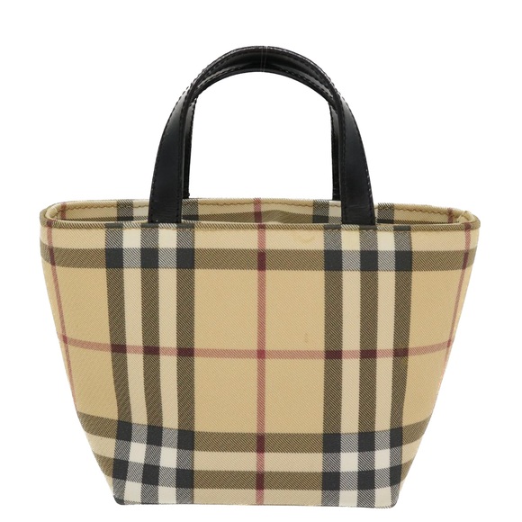 BURBERRY Nova Check Hand Bag PVC Leather Beige Auth yk6252 - Picture 2 of 10